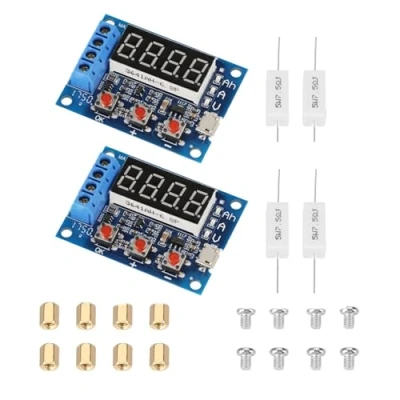 Abbildung von 2 Stück 18650 Li Ionen Lithium Blei Batteriekapazitätsmessgerät Entladungstester Analysator 1,5 V 12 Entladetester mit LED Anzeige