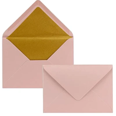 Abbildung von 25x Briefumschläge B6 mit Gold Innenfutter 12,5 x 17,6 cm Altrosa gefüttert metallic Papier Nassklebung FarbenFroh by GUSTAV NEUSER