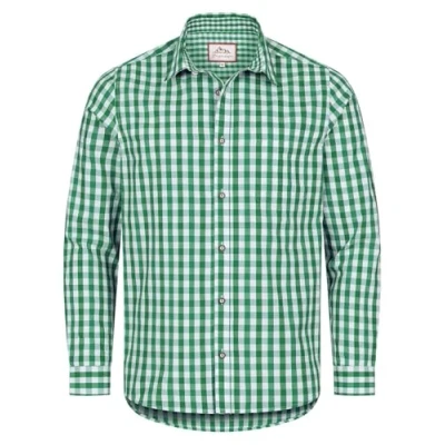 Abbildung von Steigenhöfer Herren Trachtenhemd Langarm Basti Mit Lederhose kombinierbar Atmungsaktiv &amp; pflegeleicht Traditionelles Hemd für Oktoberfest Wiesn und andere Festlichkeiten Grün 3XL