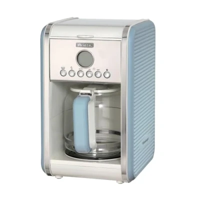 Abbildung von Ariete Vintage Wasserkocher 2877, Retro Elektrischer mit Sichtbarem Wasserstand, Kabelloser 360 Sockel, Auto Abschaltung, Ergonomischer Griff, 1,7 L, Edelstahl, 2000W, Blau