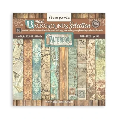 Abbildung von Stamperia Scrapbook Paper Pad for Scrapbooking, Albums, Cards, Bullet Journals, and More, Acid Free, Double Sided, Perfect Crafts Gifting (Alterego Maxi Background) (30.5 x 30.5cm)