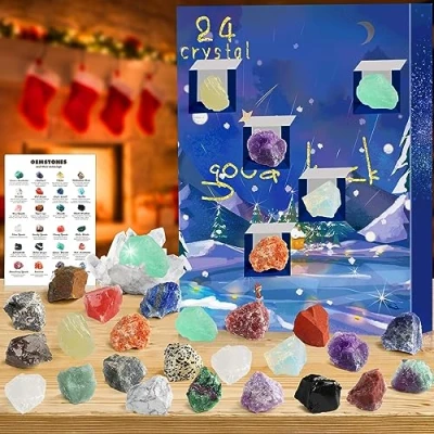 Abbildung von Adventskalender 2024 Kristalle für Kinder, 24 Mineralien Edelsteine Weihnachten Countdown Adventskalender, Edelstein Christmas Advent Calendar Jungen Mädchen (#2)