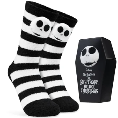 Abbildung von Disney Damen Kuschelsocken, warme Antirutschsocken Geschenke für Frauen (Schwarzer Jack Skellington)