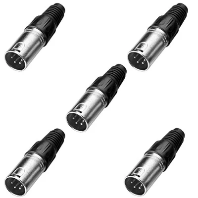 Abbildung von SIENOC 4 pol. XLR Steckverbinder Schwarz Metallgehäuse Silber Kontakte 5 Stück