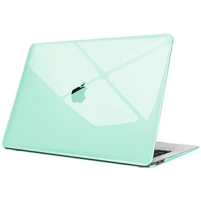 Abbildung von Fintie Hülle kompatibel mit MacBook Air 13 (2018 2020 Version) A2337(M1)/A2179/A1932, Ultradünne Hartschale Schutzhülle Snap Case, Grün