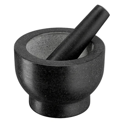 Abbildung von Tefal Jamie Oliver Mörser und Stößel aus Granit, 14,5 cm Durchmesser, Kräuter Gewürze zerkleinern, einfache Reinigung, K1823155, Schwarz
