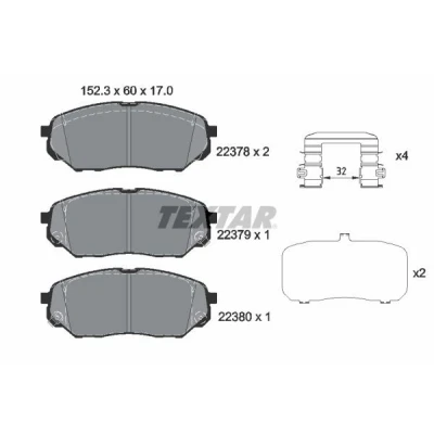 Abbildung von TEXTAR 2237801 Bremsbelagsatz mit akustischer Verschleißwarnung Zubehör KIA: SORENTO 3, HYUNDAI: Santa Fé IV