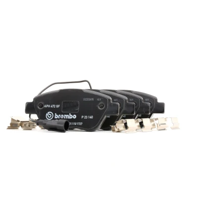 Abbildung von BREMBO P 23 140 Bremsbelagsatz inkl. Verschleißwarnkontakt mit Bremssattelschrauben Zubehör FIAT: 500 Hatchback, Qubo, Doblo I Estate