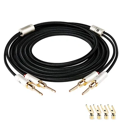 Abbildung von BOAACOUSTIC JIB Audiophile Lautsprecherkabel 2.5M / A Paar High End Lautspecher Kabel mit hochwertigen Bananensteckern und Y Spades, konfektioniert (schwarz,2 Stück/2.5 meter)