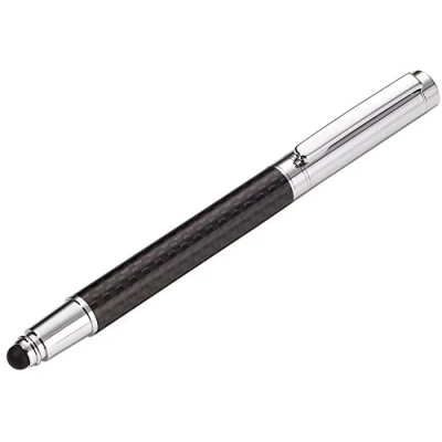 Abbildung von Troika Fineliner und Stylus für Touchscreens, schwarze Mine (Made in Germany), Carbon Schaft, Metall, glänzend, Optik/silber
