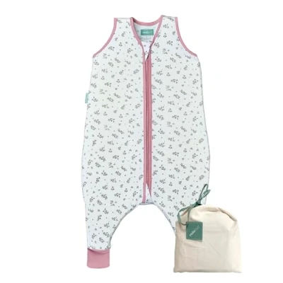 Abbildung von molis&amp;co Baby Schlafsack mit Füßen 0.5 TOG Sommerschlafsack für Jungen Kinder Babyschlafsack Beinen 100% Baumwolle (Oeko TEX 100), Premium Qualität Bloom Pink (70 cm)