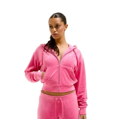 Abbildung von Juicy Couture Madison Hoodie Sweatjacke, Damen, Größe: Medium, Hot pink