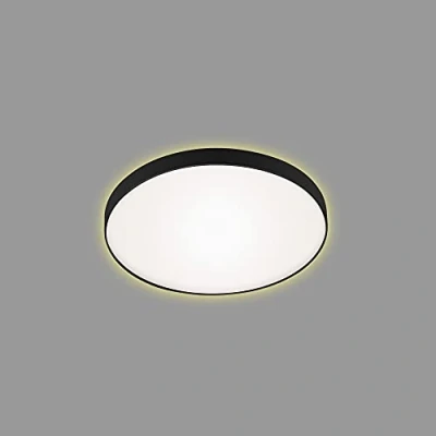 Abbildung von BRILONER Leuchten LED Deckenleuchte, Deckenlampe inkl. Backlight Effekt, 12 Watt, 1.200 Lumen, 3.000 Kelvin, Weiß/Schwarz, Ø 28,5cm