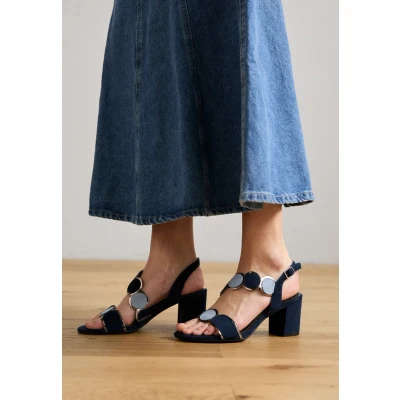 Abbildung von MARCO TOZZI Damen Sandalen mit Absatz Verstellbarem Riemen Vegan, Blau (Navy comb), 39 EU