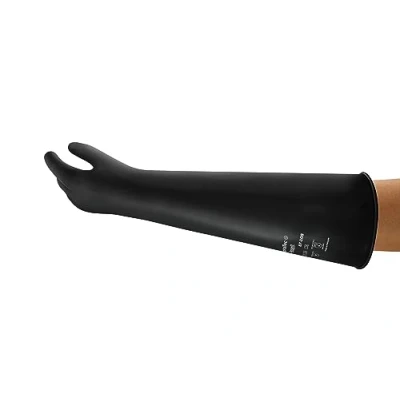 Abbildung von Ansell AlphaTec 87 108 Chemikalienschutz Handschuhe aus Latex, Wiederverwendbare Chemie für Industrie, Lebensmittel Geeignet, Gummi Arbeitshandschuhe, Schwarz, Größe M (1 Paar)