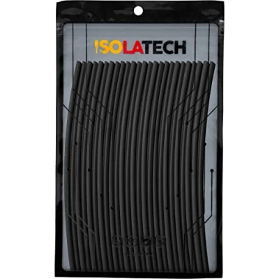 Abbildung von ISOLATECH Schrumpfschlauch Set 3:1 ohne Kleber unbeschriftet Schwarz Sortiment viele Größen Ø 3mm 5,0 Meter in 25Stk x 20cm