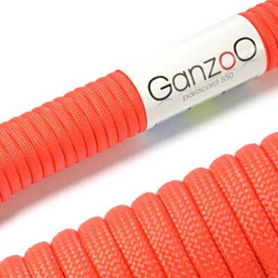 Abbildung von Ganzoo Paracord 550 Seil Signal Orange 4mm Schnur Typ 3, Nylon &amp; Polyester, ideal für Basteln von Hundeleine Halsband Armband/Camping Survival und Outdoor 30 Meter Allzweckseil 7 Innenstränge