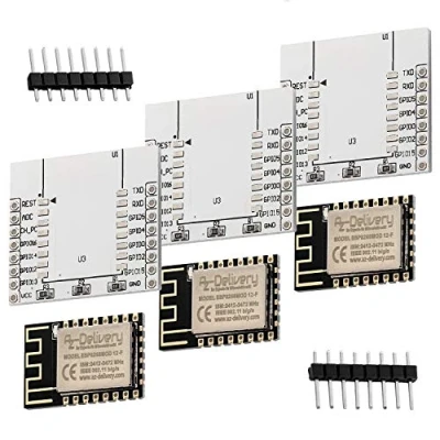 Abbildung von AZDelivery 3 x ESP8266 ESP 12F verbesserte Version zu 12E WLAN WiFi Modul mit Adapter Board kompatibel Arduino inklusive E Book!