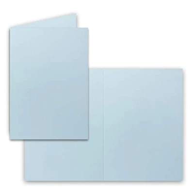 Abbildung von 25x Falt Karten DIN A6 in Hellblau Blanko Doppel 220 g/m²