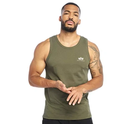 Abbildung von Alpha Industries Small LOGO TANK Top, Herren, Größe: XL, Dark oliv