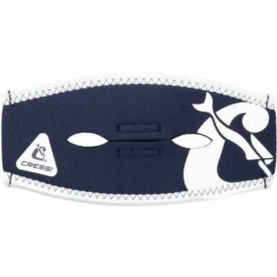 Abbildung von CRESSI Unisex Adult Pony Tail Neo Mask Strap Cover Neoprenriemenüberzug für Tauchmasken, Blau Navy/Weiß, Einheitsgröße
