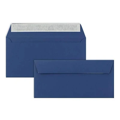 Abbildung von 25 Brief Umschläge DIN Lang Dunkel Blau/Nachtblau 110 g/m² 11 x 22 cm sehr formstabil Haftklebung Qualitätsmarke: FarbenFroh by GUSTAV NEUSER