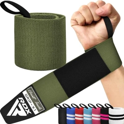 Abbildung von RDX Handgelenk Bandagen Fitness Kraftsport, Genehmigt IPL USPA, 45cm Gym Bandage Wrist Wraps Straps, Handgelenkstütze Handgelenksbandagen Krafttraining Weightlifting Zubehör Herren Damen Zughilfen