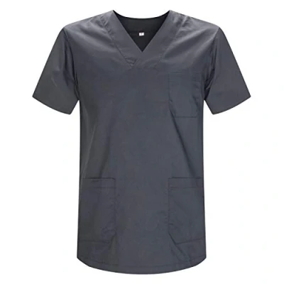 Abbildung von MISEMIYA Medizinische Uniformen Unisex Top Krankenschwester Krankenhaus Berufskleidung 5XL, Grau
