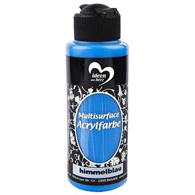 Abbildung von Ideen mit Herz Acrylfarbe Multisurface Allzweckfarbe zum Bemalen von Holz, Glas, Polyester, Keramik, Porzellan, Terracotta, Styropor, Leder Universalfarbe auf Wasserbasis 120ml (himmelblau)
