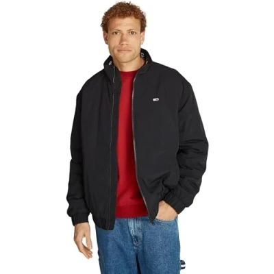 Abbildung von Tommy Jeans Herren Jacke Essential Padded Jacket mit Reißverschluss, Schwarz (Black), S
