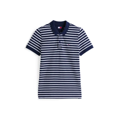 Abbildung von Tommy Jeans SLIM Placket Poloshirt, Herren, Größe: 64, Dark night navy/ecru