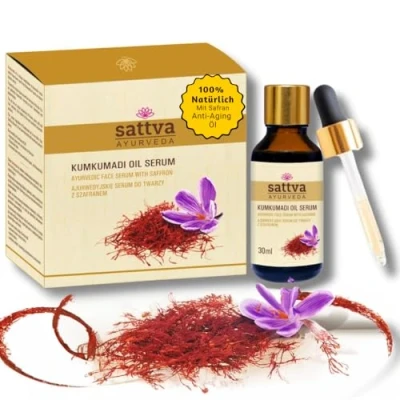 Abbildung von Sattva Kumkumadi Oil Serum Gesicht, Anti Aging Gesichtsöl mit Safran für Strahlende Haut &amp; Gegen Pigmentflecken, Skin Care Face 30 ml