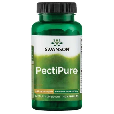 Abbildung von Swanson, PectiPure, Zitruspektin, 600mg, 60 Kapseln, Ballaststoff, hochdosiert, Laborgeprüft, Sojafrei, Glutenfrei, Ohne Gentechnik, Pektin