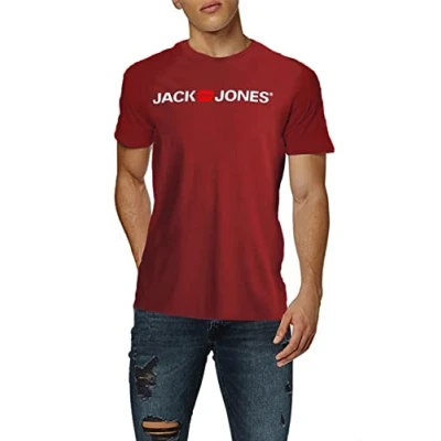 Abbildung von JACK &amp; JONES Herren JJECORP Logo Tee SS Crew Neck NOOS 12137126, Red Dahlia/White REG, XXL