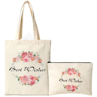 Abbildung von AiQInu Baumwolltasche 40x32cm Stofftasche,Groß Shopper Tasche Segeltuchtasche Damen Handtasche Umhängetasche Tote Bag mit Reißverschluss und Kosmetiktaschen 2er Set
