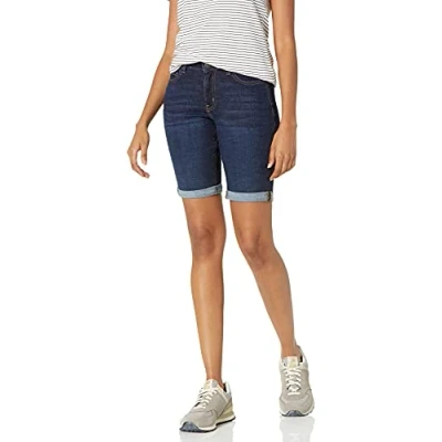Abbildung von Amazon Essentials Damen Schmal geschnittene 23 cm Bermudashorts Aus Denim, Dunkle Waschung, 44