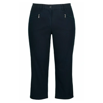 Abbildung von Ulla Popken Caprihose MONY Zipptaschen Stretch Stoffhose, Damen, Größe: 48, Dark blue