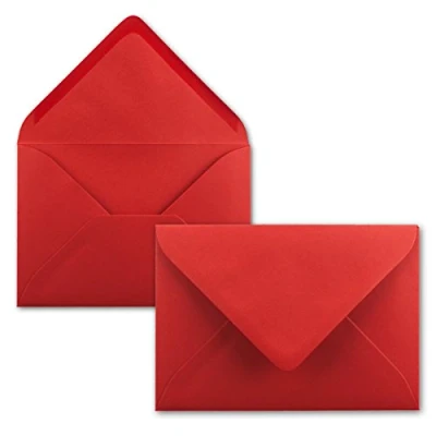 Abbildung von 75 Brief Umschläge Rot DIN C6 114 x 162 mm Kuverts mit Nassklebung ohne Fenster für Gruß Karten &amp; Einladungen FarbenFroh by GUSTAV NEUSER