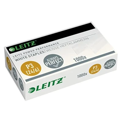 Abbildung von Leitz Power Performance Heftklammern P3 (24/6), 1000 Stück, Verzinkt, Weiß, 55540000
