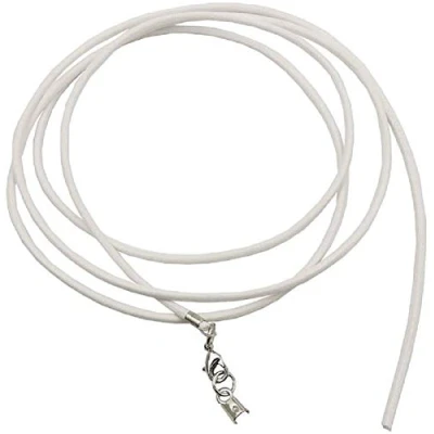 Abbildung von Unbespielt Lederband Weiss 1m x 2 mm Kürzbar Rund Kette Collier Damen Herren Kinder Verschluss Silberfarben