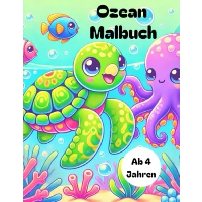 Abbildung von Ozean Malbuch: Ausmalspaß für Kinder ab 4 Jahren: Kreativer mit Meerestieren &amp; freien Seiten zum Kritzeln und Ausmalen