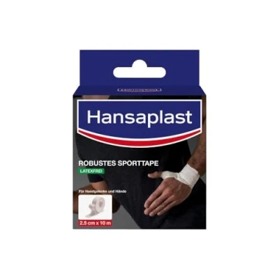 Abbildung von Hansaplast Robustes Sporttape (2,5 cm x 10 m), stark haftendes Tape hilft bei der Vermeidung von Verletzungen, latexfreies Sport bietet Unterstützung für Gelenke, Weiß