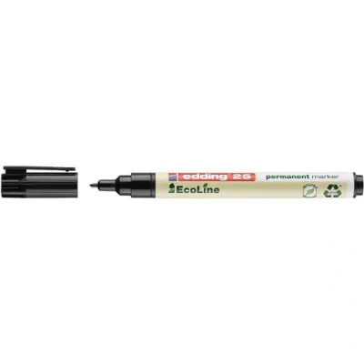 Abbildung von edding 25 Ecoline Permanentmarker schwarz 10 Stifte Rund Spitze 1 mm schnell trocknender Permanent Marker wasserfest, wischfest für Karton, Kunststoff, Holz, Metall Universalmarker