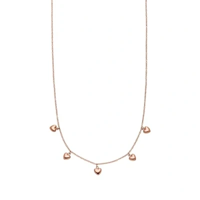 Abbildung von Purelei® Kalea Heart Kette (Gold, Silber, Rosegold), Damen Halskette aus langlebigem Edelstahl, Wasserfester Schmuck mit 5 Herz Anhängern, 40 45 cm Länge verstellbar (Rosegold)