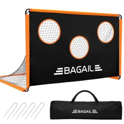 Abbildung von BAGAIL Fußballtor, 2 in 1 Fußballnetz mit Zielscheibe, Kommt Tragbarer Tragetasche, Einfach zu Montieren, Ideal für Gartenschießtraining und Freizeitspiele, 6 x 4 Fuß
