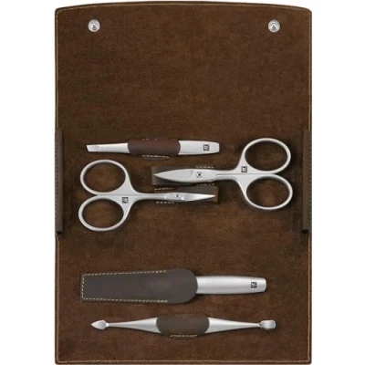 Abbildung von ZWILLING Maniküreset (5 Teilig, Nagelpflege und Pediküre, Echt Leder Taschen Etui, Präzise, mit Nagelschere Nagelhautschere), Premium, Braun