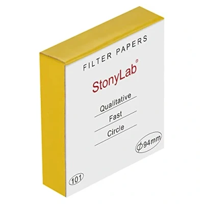 Abbildung von stonylab Qualitatives Filterpapier, 94 mm Durchmesser Schnelle Geschwindigkeit Zellulose Filterpapier Kreise, 25 Mikrometer Partikelrückhaltung, 100 Packungen