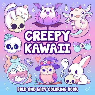 Abbildung von Creepy Kawaii Bold and Easy Coloring Book: Cute Spooky Pastel Goth Simple Pages for Adults Teens