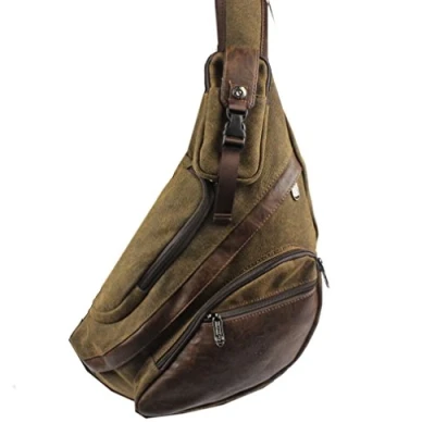 Abbildung von Xieben Canvas Sling Bag Rucksack Crossbody Schulter Brusttasche für Männer Frauen Reisen Business Laptop Radfahren Wandern Camping Daypack