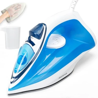 Abbildung von Aigostar Dampfbügeleisen 2400W, Keramischer Boden, 4 Dampfmodi, Vertikaldampf, 250ml Kapazität, Anti Kalk, Tropf und Selbstreinigungssystem, mit Handschuh Pro Smith